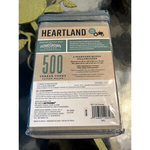 Heartland 500 Thread Count set of 2 standard pillowcases - Khaki - NEW